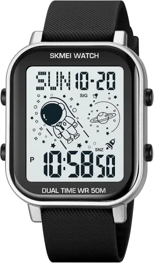 SKMEI Digital Watch Men, Mens Ultra-Thin Digital Sports Watch LED Screen Military Waterproof Wrist Watches for Men Casual Stopwatch Alarm Countdown Army Watch