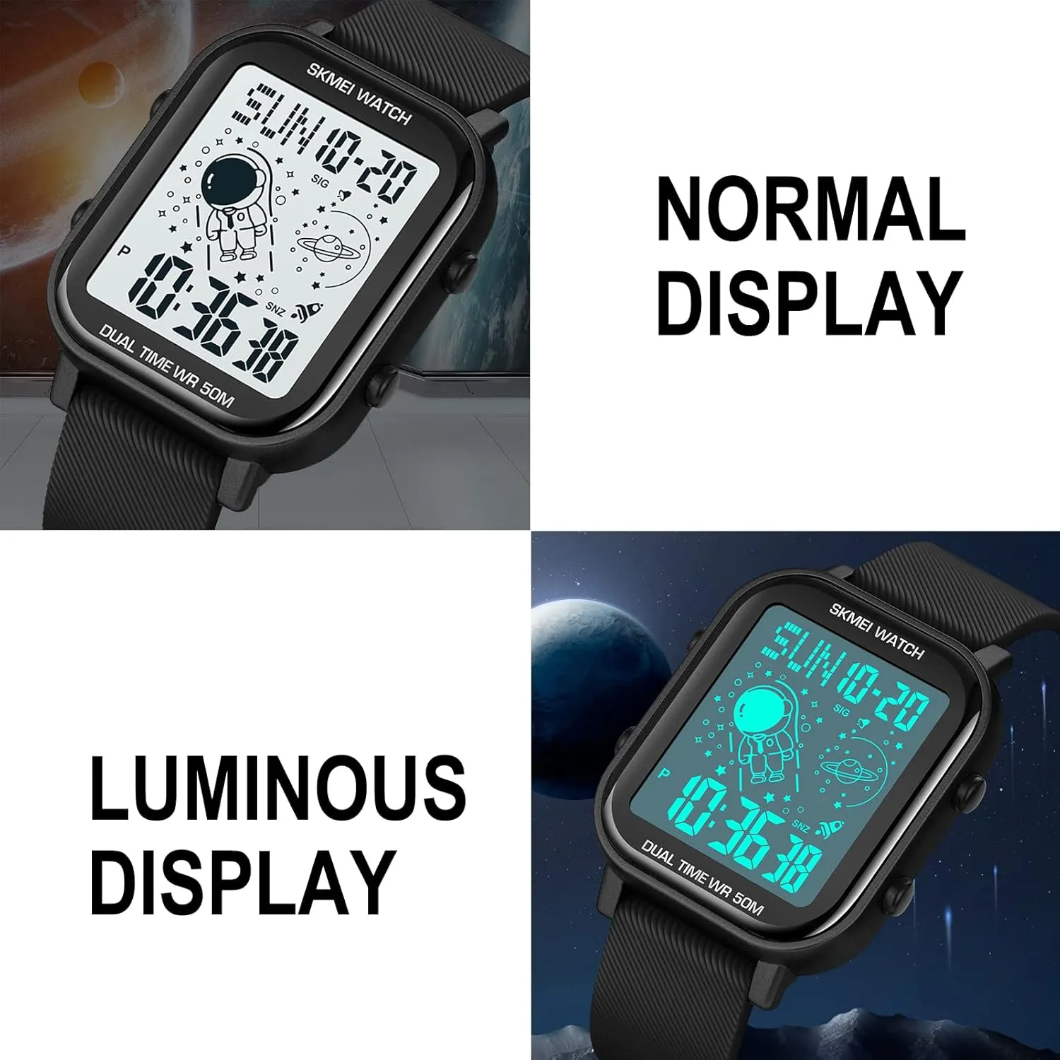 SKMEI Digital Watch Men, Mens Ultra-Thin Digital Sports Watch LED Screen Military Waterproof Wrist Watches for Men Casual Stopwatch Alarm Countdown Army Watch