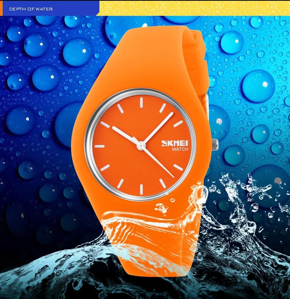 SKMEI Watches for Young Women Lady Sports Silicone Band Waterproof Fashion Casual Simple Quartz Analog Teens Girls Gift Black Wrist Watch