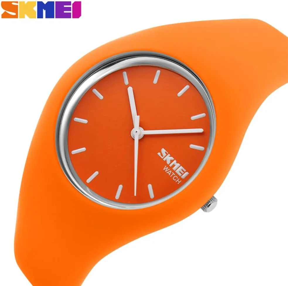 SKMEI Watches for Young Women Lady Sports Silicone Band Waterproof Fashion Casual Simple Quartz Analog Teens Girls Gift Black Wrist Watch