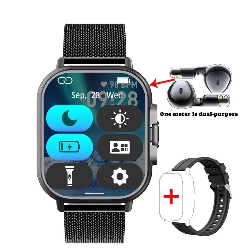 Smart GPS Watch & Bluetooth Headset Duo – 2n1 Watch to Monitor Heart Rate, Blood Pressure Monitoring, Music Play, and Calls in One Sleek Device