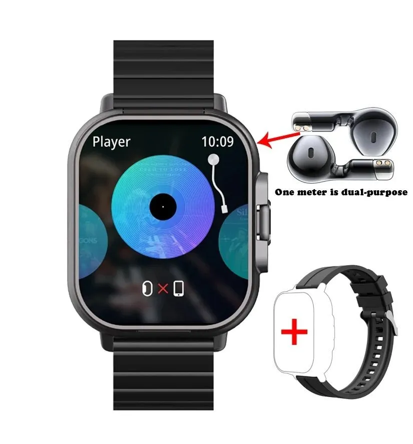 Smart GPS Watch & Bluetooth Headset Duo – 2n1 Watch to Monitor Heart Rate, Blood Pressure Monitoring, Music Play, and Calls in One Sleek Device