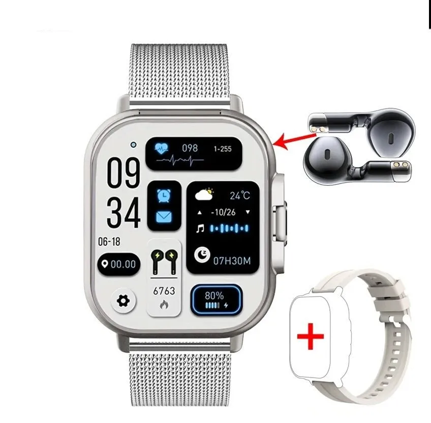 Smart GPS Watch & Bluetooth Headset Duo – 2n1 Watch to Monitor Heart Rate, Blood Pressure Monitoring, Music Play, and Calls in One Sleek Device