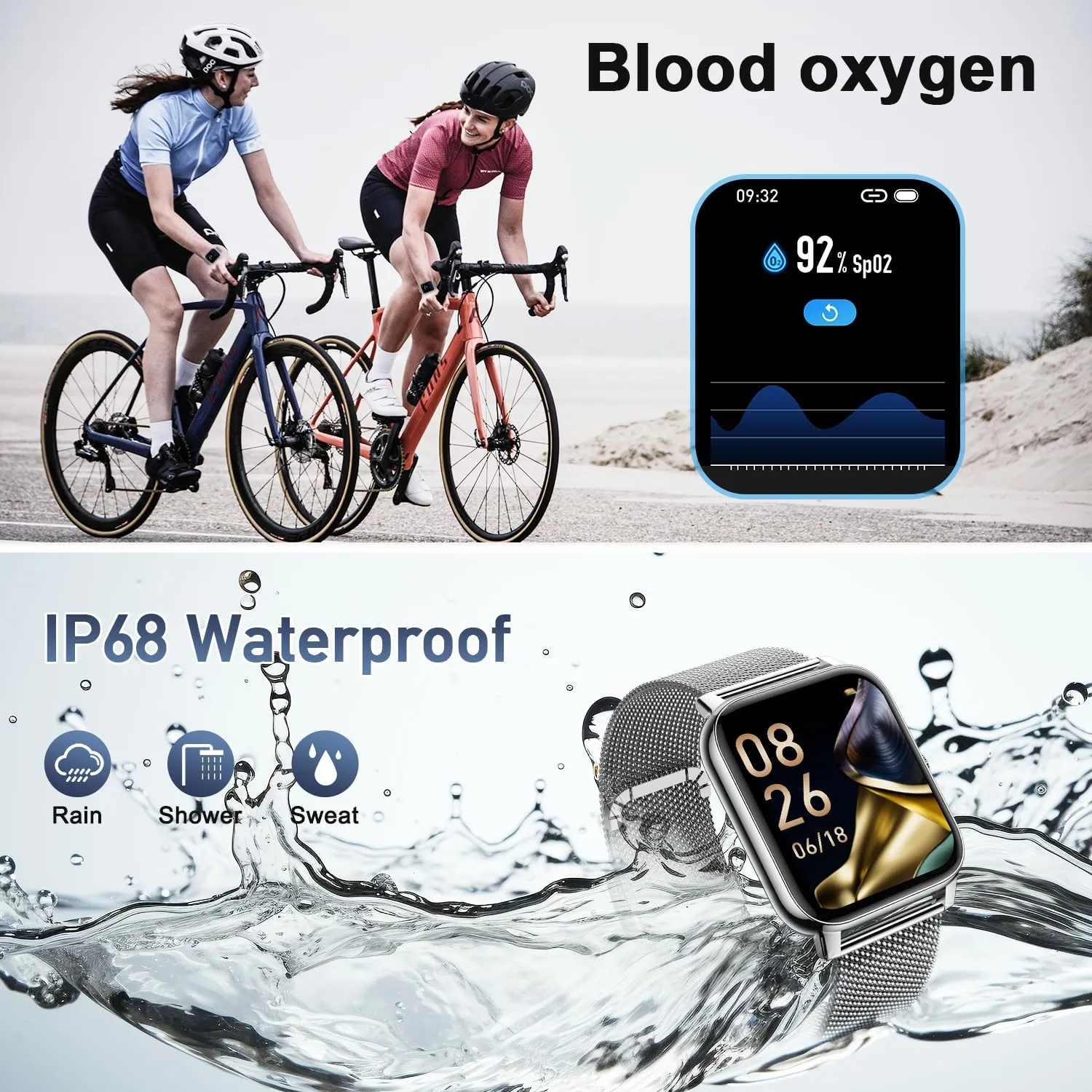 Smart Watch for Men Fitness Tracker: Waterproof Smart Watches for Men Digital Womens Watches Make/Answer Call Running Smartwatch Android Phone iPhone Samsung Compatible Heart Rate Monitor