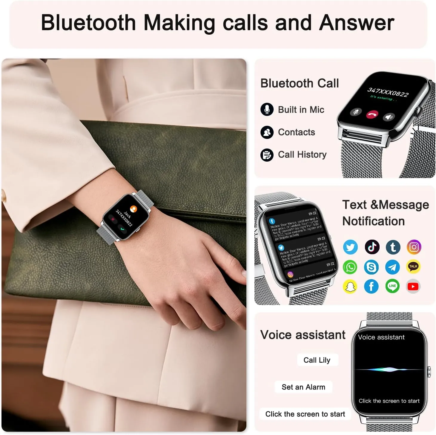 Smart Watch for Men Fitness Tracker: Waterproof Smart Watches for Men Digital Womens Watches Make/Answer Call Running Smartwatch Android Phone iPhone Samsung Compatible Heart Rate Monitor