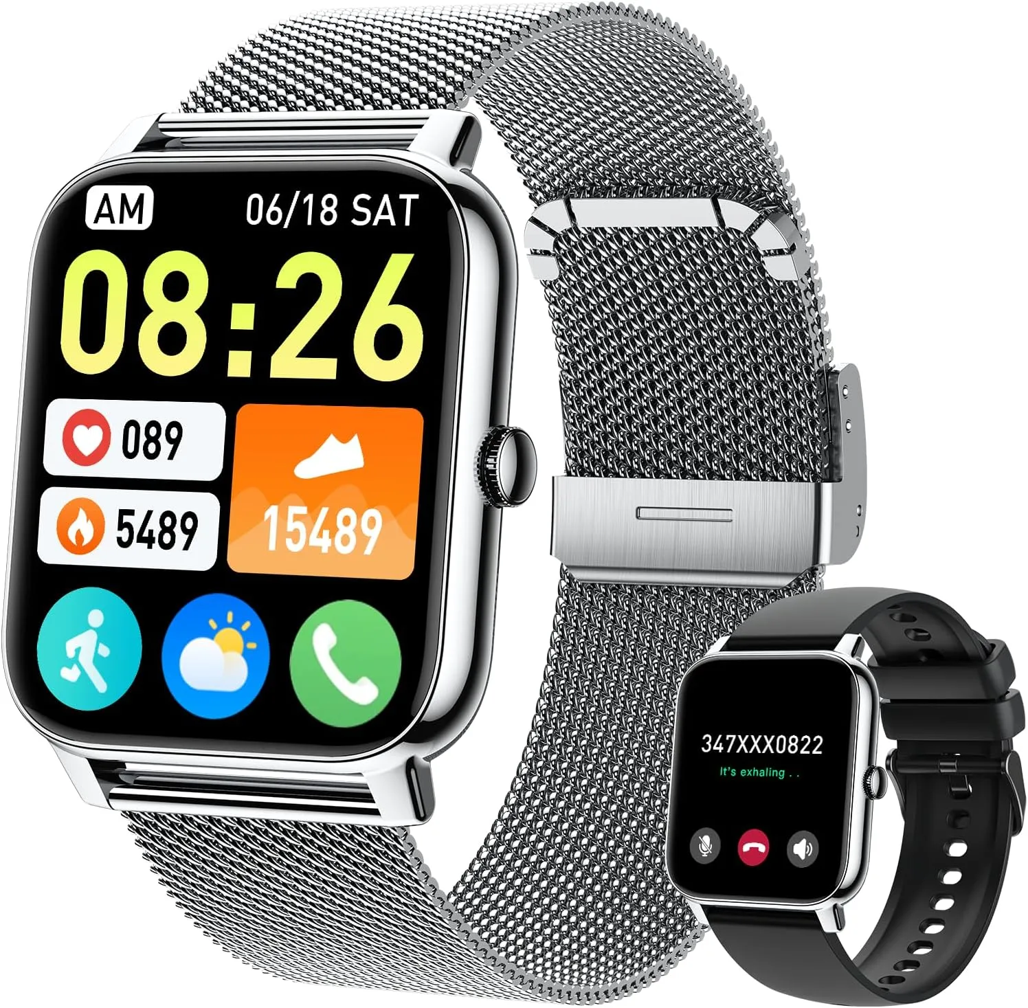 Smart Watch for Men Fitness Tracker: Waterproof Smart Watches for Men Digital Womens Watches Make/Answer Call Running Smartwatch Android Phone iPhone Samsung Compatible Heart Rate Monitor