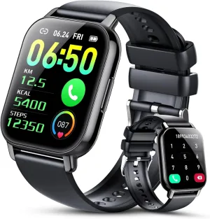 Smart Watch for Men Women(Answer/Make Call), 1.85" HD Touch Screen Fitness Watch with 24/7 Heart Rate Sleep SpO2 Monitor, 100 Sport Mode Activity Trackers for Android iOS, IP68 Waterproof, Black