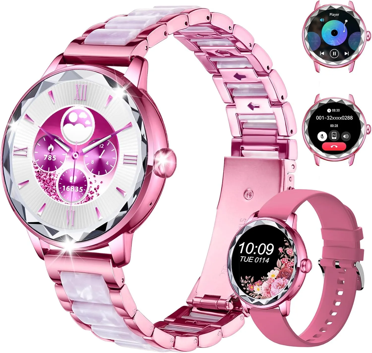 Smart Watch for Women with Make/Answer Call, 1.2" Adjustable Fitness Watch with Heart Rate Sleep Monitor Female Cycle and 100  Sports Modes for iOS Android