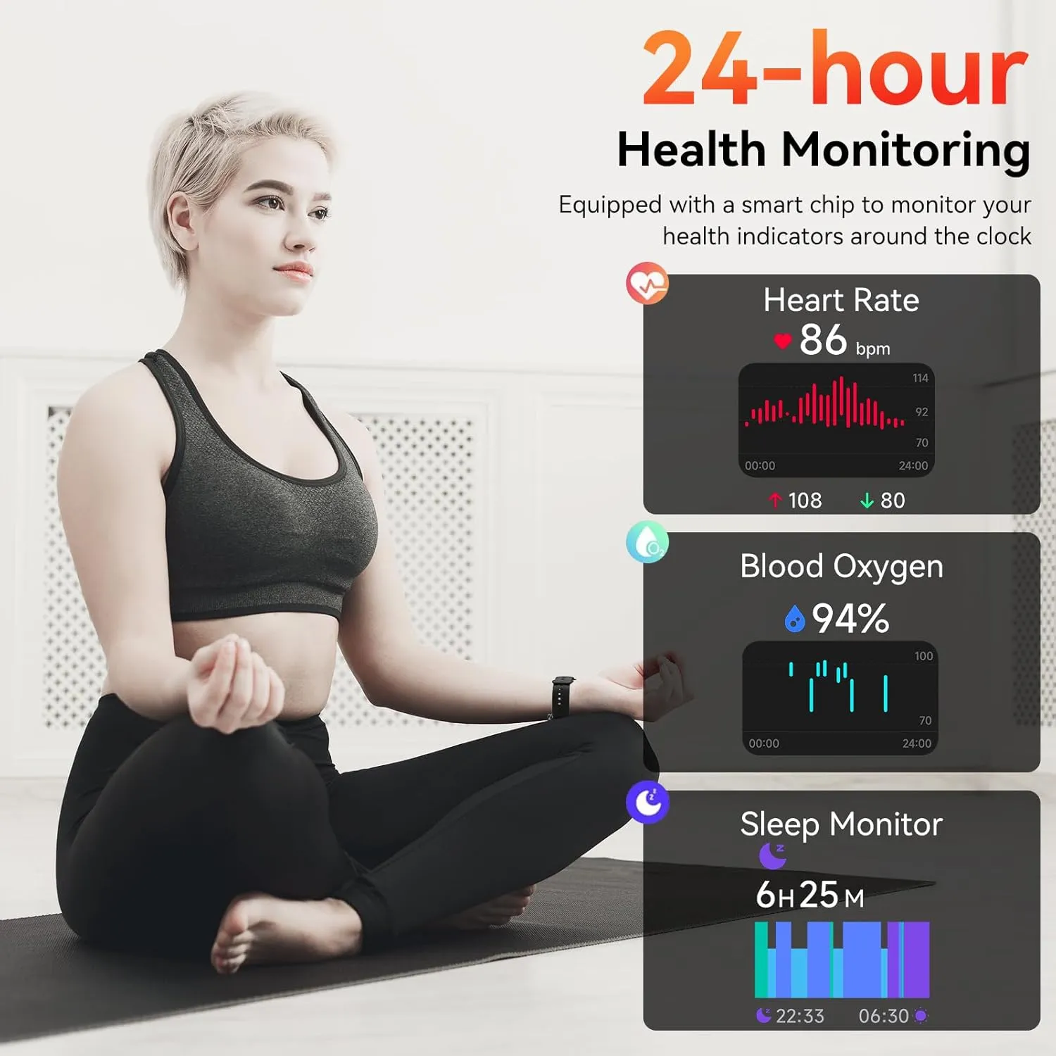 Smart Watch with Alexa Built-in, 1.83" HD Touchscreen, Bluetooth Call/Make Calls, IP68 Waterproof Fitness Tracker with 120  Sport Modes, 24/7 Heart Rate & Sleep Monitor for iOS/Android (Black)