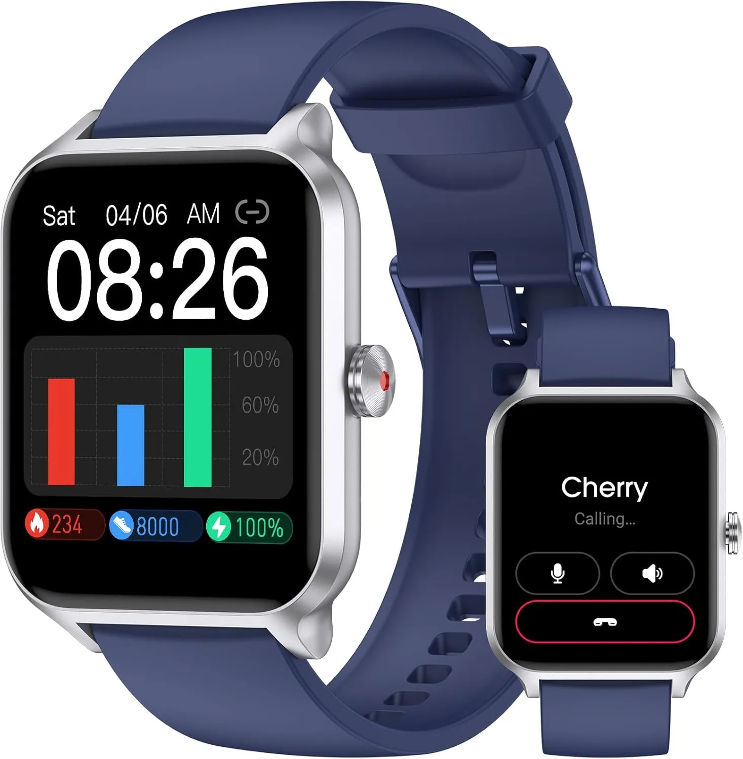 Smart Watch(Answer/Make Call), 1.69" Fitness Tracker with Heart Rate Blood Oxygen Monitor, Sleep Monitor Health Tracker, 100  Sports Modes, Step Counter, IP68 Waterproof Fitness Watch for Android iOS