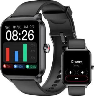 Smart Watch(Answer/Make Call), 1.69" Fitness Tracker with Heart Rate Blood Oxygen Monitor, Sleep Monitor Health Tracker, 100  Sports Modes, Step Counter, IP68 Waterproof Fitness Watch for Android iOS
