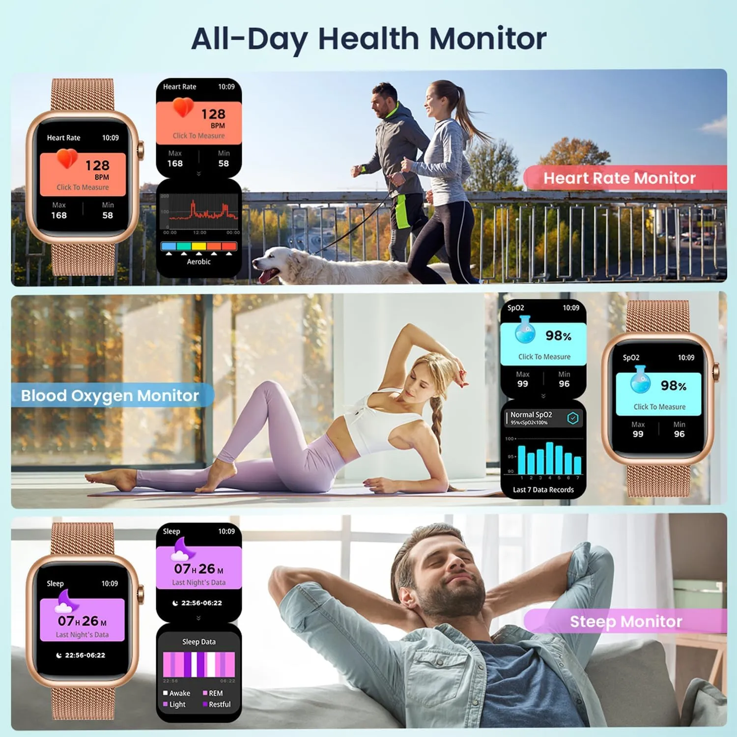 Smartwatch Women for Android Phones iOS: Gold Smart Watches for Women Fitness Tracker 1.83" Touchscreen Waterproof Smartwatches with Answer/Make Call Blood Pressure Heart Rate Sport Pedometer Monitor