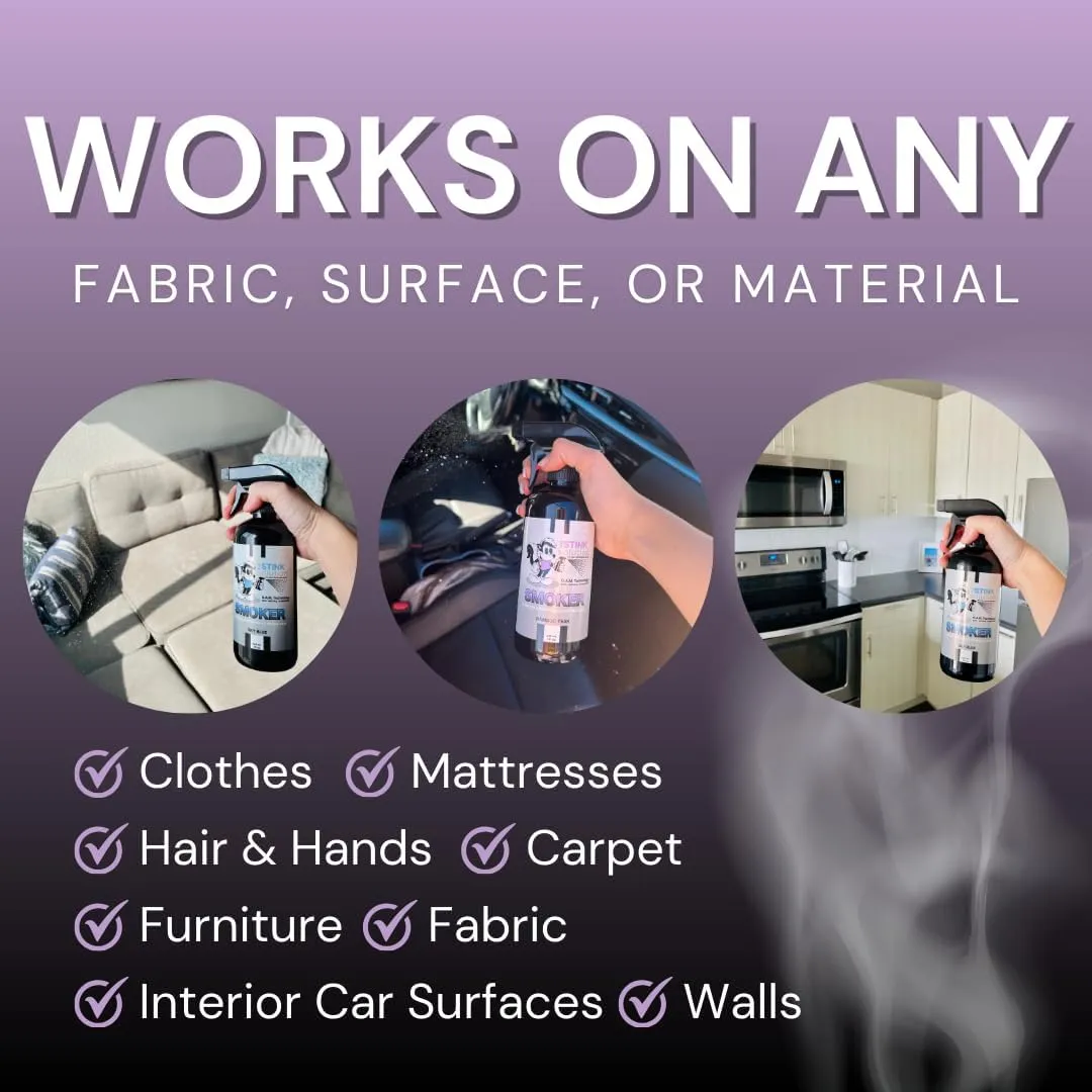 Smoke Odor Eliminator Spray - Completely Remove Smoke Smell From House, Car, Clothes, Hands, Hair, & More - Best Odor Eliminator For Smoke - Bamboo Teak Fragrance - 2 16 oz Bottles