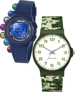 SOCICO Kids Watch for Boys Girls, Easy to Read Learning Time Watch, Waterproof, Soft Band Wristwatch for Child Teens Ages 5-15, Great Gift for Kids Children
