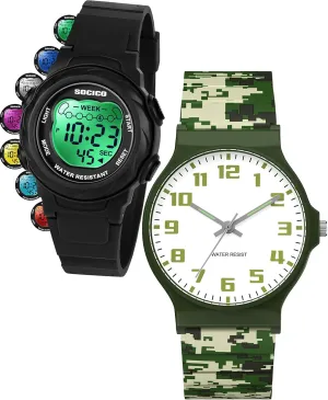 SOCICO Kids Watch for Boys Girls, Easy to Read Learning Time Watch, Waterproof, Soft Band Wristwatch for Child Teens Ages 5-15, Great Gift for Kids Children