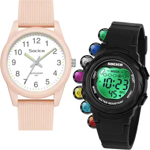 SOCICO Kids Watches for Boys & Girls – Digital 7 Color Lights, Stopwatch, Alarm & Analog Easy Time Learning – 50M Waterproof, Soft Durable Bands, Great Gift for Ages 4-12