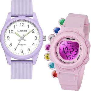 SOCICO Kids Watches for Boys & Girls – Digital 7 Color Lights, Stopwatch, Alarm & Analog Easy Time Learning – 50M Waterproof, Soft Durable Bands, Great Gift for Ages 4-12