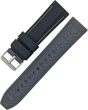 Soft Silicone Sport Watchband 20mm 22mm 24mm 26mm Rubber Diving Waterproof Men Replacement Bracelet Band Strap Watch Accessories (Color : Black Gray, Size : 24mm)