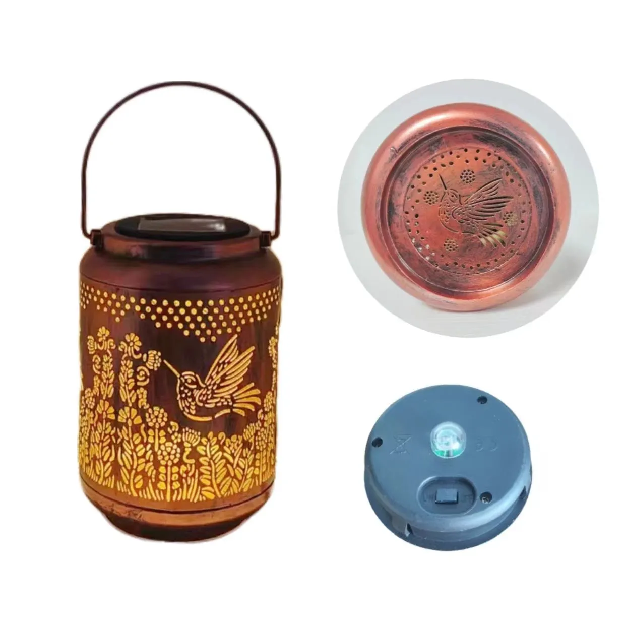 Solar Hummingbird Small Night Lamp Outdoor Courtyard Lantern Hollow Iron Art