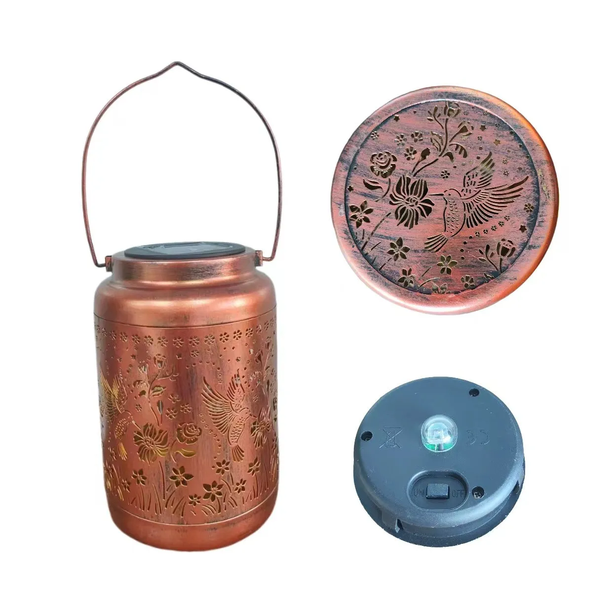 Solar Hummingbird Small Night Lamp Outdoor Courtyard Lantern Hollow Iron Art