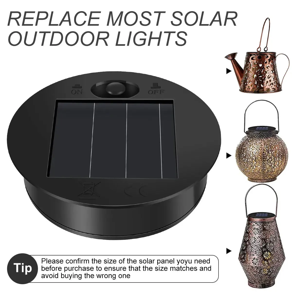 Solar Lantern Replacement Lid with 30 LED String Lights for Round Solar Lights