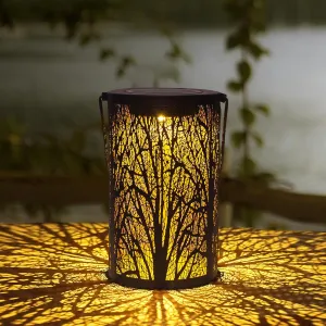 Solar Lanterns for Outdoor Waterproof, Hanging Solar Lights Gifts for Women Mom, Tree Lantern Hanging/Standing for Patio, Lawn, Tabletop, Garden Decorative LED Lantern Black Tree