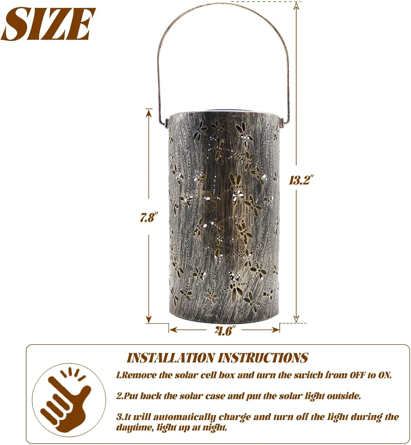 Solar Lanterns - Outdoor Waterproof Dragonfly Hanging Lanterns for Garden Decor, LED Solar Garden Lights for Patio, Yard, Pathway, Landscape