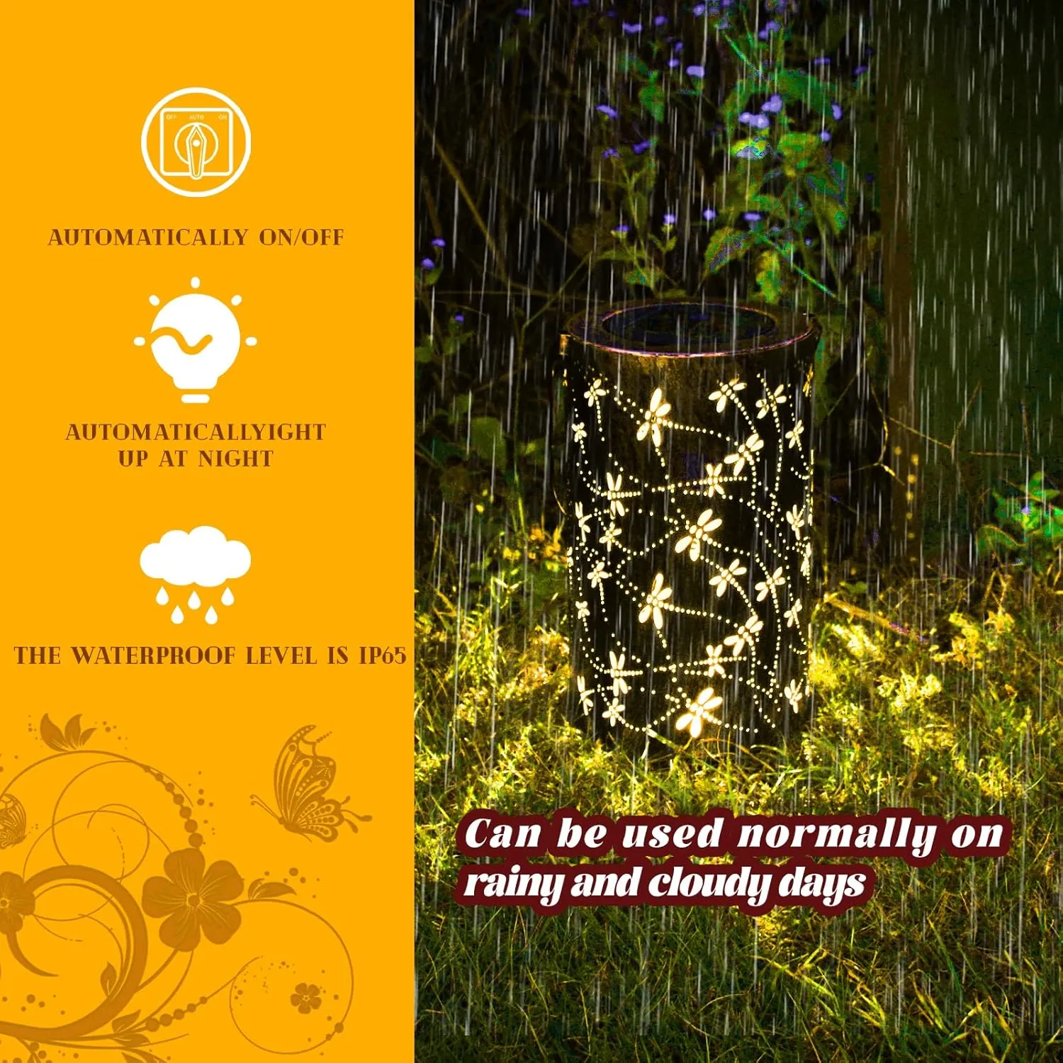 Solar Lanterns - Outdoor Waterproof Dragonfly Hanging Lanterns for Garden Decor, LED Solar Garden Lights for Patio, Yard, Pathway, Landscape