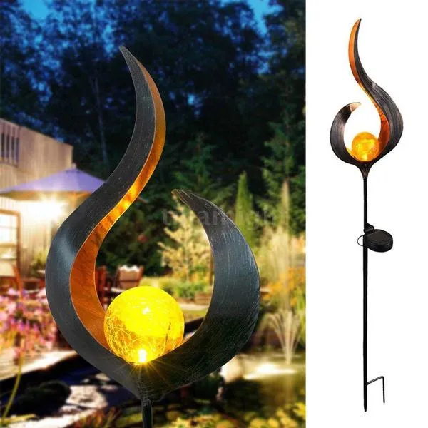 Solar LED Simulate Flame Light Lawn Lantern Lamp Waterproof Outdoor Lights