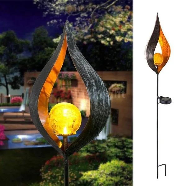 Solar LED Simulate Flame Light Lawn Lantern Lamp Waterproof Outdoor Lights