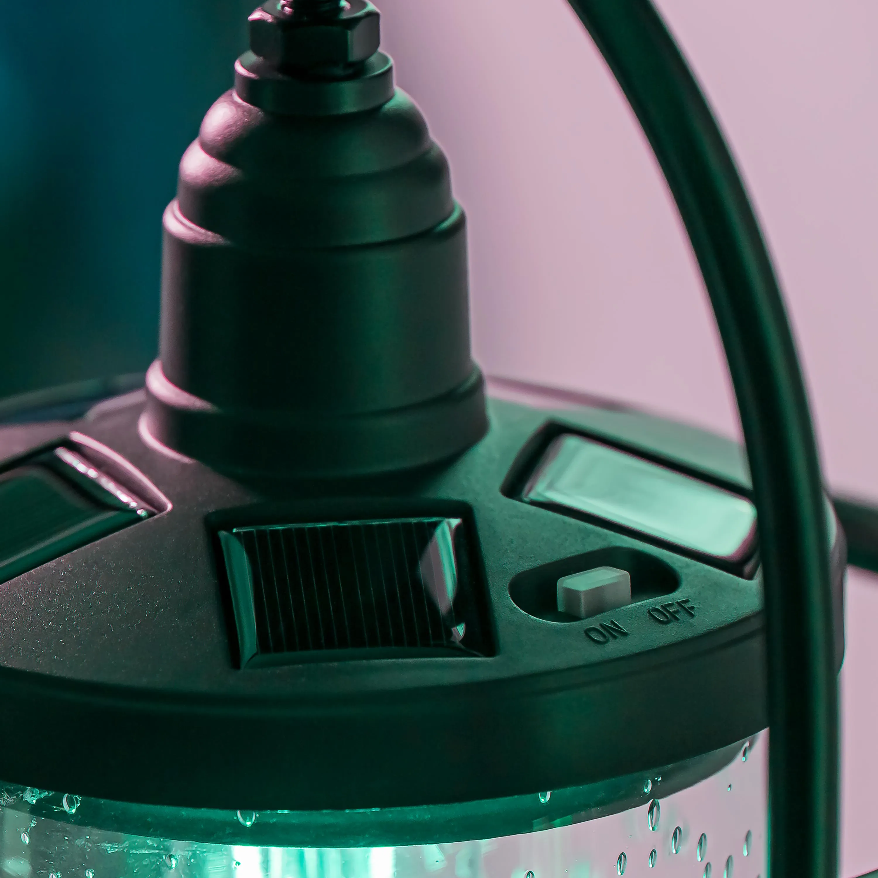 Solar Metal and Bubble Glass Edison Lantern