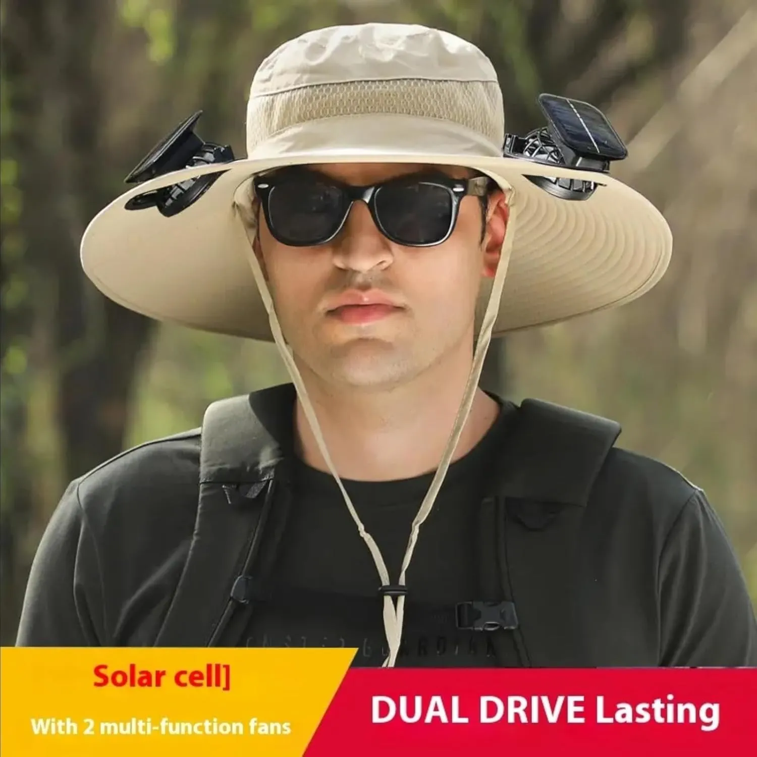 Solar Powered Fishing Hat with Fans – UPF 50  Wide Brim Fishing Hat, Waterproof & Breathable for Hiking, Fishing,