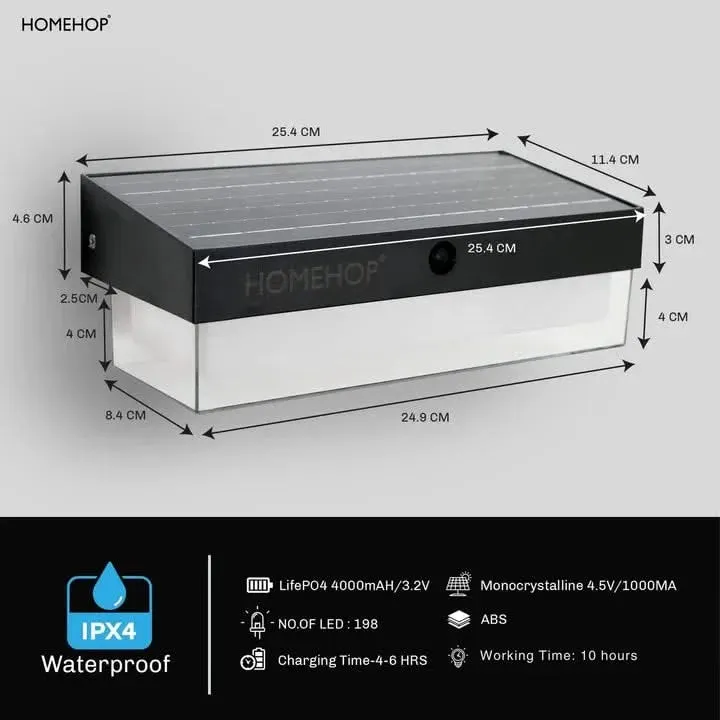 Solar Wall Mounted Waterproof LED Lights for Outdoor Garden, Home, Balcony and Courtyard