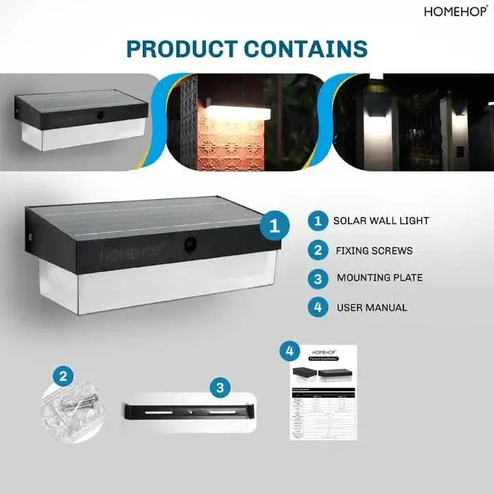 Solar Wall Mounted Waterproof LED Lights for Outdoor Garden, Home, Balcony and Courtyard
