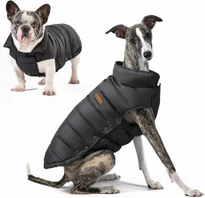 SPACE LION Puffer Jacket, Down Winter Coat, Waterproof, Windproof, Lightweight Jacket, Adjustable Fit Dog Coat for Small, Medium Dogs(Black,M)