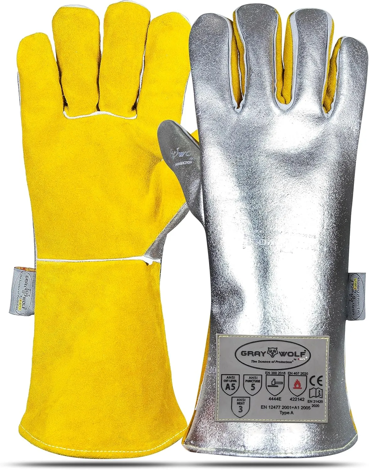 SpecxArmor® Graywolf® Kevlar Aluminized Heat Resistant Welding Glove/Large/1472°F │Fire Gloves│Kevlar Gloves│High Heat │Foundry gloves│