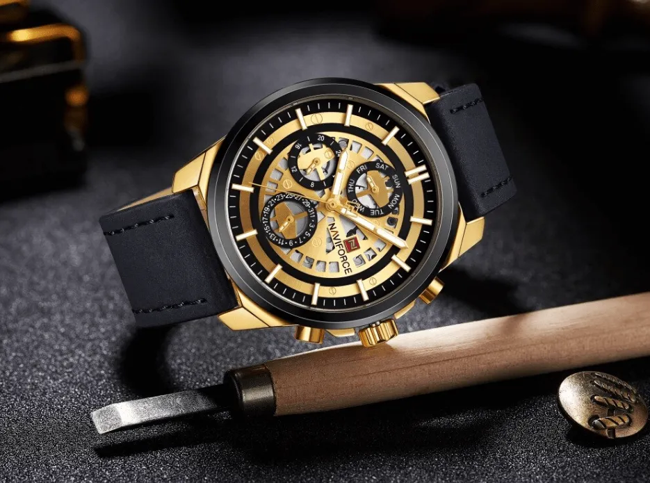 Sports Men's Leather Waterproof Date Display Casual Analog Luxury Watches Unique Design Perfect Gift