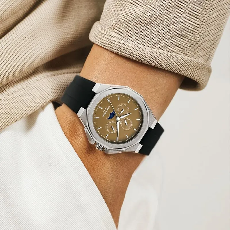 Sporty Men Wristwatch Chronograph Watch Function 3 Eyes Luminous Hands Stainless Steel Case Soft Silicone Strap Reloj with Calendar, Moon Phase