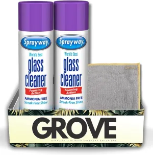 Sprayway Lavender Scent Glass Cleaner Spray 19 oz Bundle with Microfiber Cloth - Ammonia-Free Window Cleaner - Mirror Cleaner - Shower Glass Cleaner - Streak-Free Shine - (3 Items)