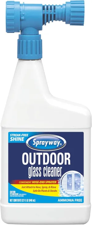 Sprayway Outdoor Glass Cleaner, 32oz | Streak-Free Shine, Foaming Action | Ideal for Windows, Patio Doors, and Outdoor Glass Surfaces