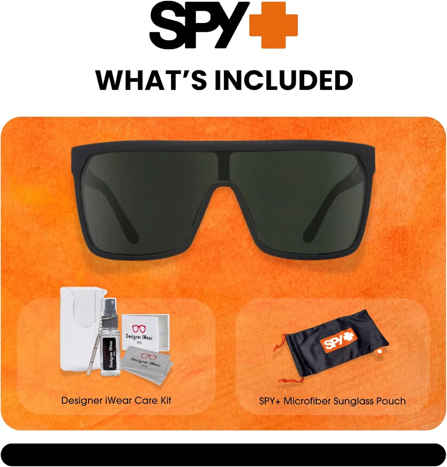 SPY FLYNN Square Sunglasses for Men   BUNDLE with Designer iWear Eyewear Kit