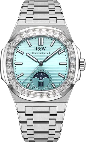 Stainless Steel Mechanical Watch, 41mm Case, Mineral Glass, Day/Date Display, 50m Water Resistant