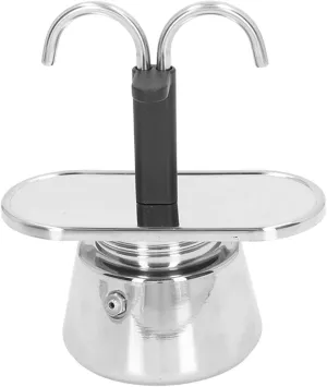 Stainless Steel Moka Pot, Moka Set includes Coffee Maker 2-Cup, 100ml Dual Pipe Stainless Steel Durable Food Grade Nonslip Thickened Strainer Widely Used Mocha Pot