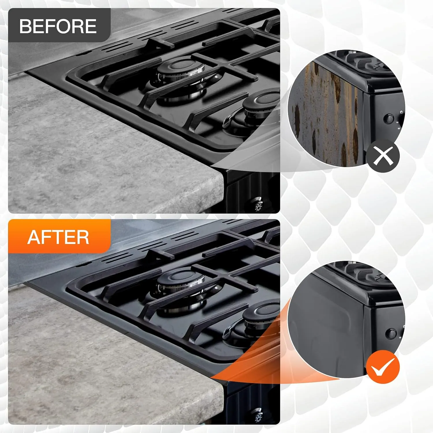Stainless Steel Stove Gap Covers,Stove Gap Filler, Range Trim Kit, Stove Gap Guards, Heat Resistant and Easy to Clean, Easy retractable Length 13.8" to 27.5", Width 0.79",Black(2PCS)