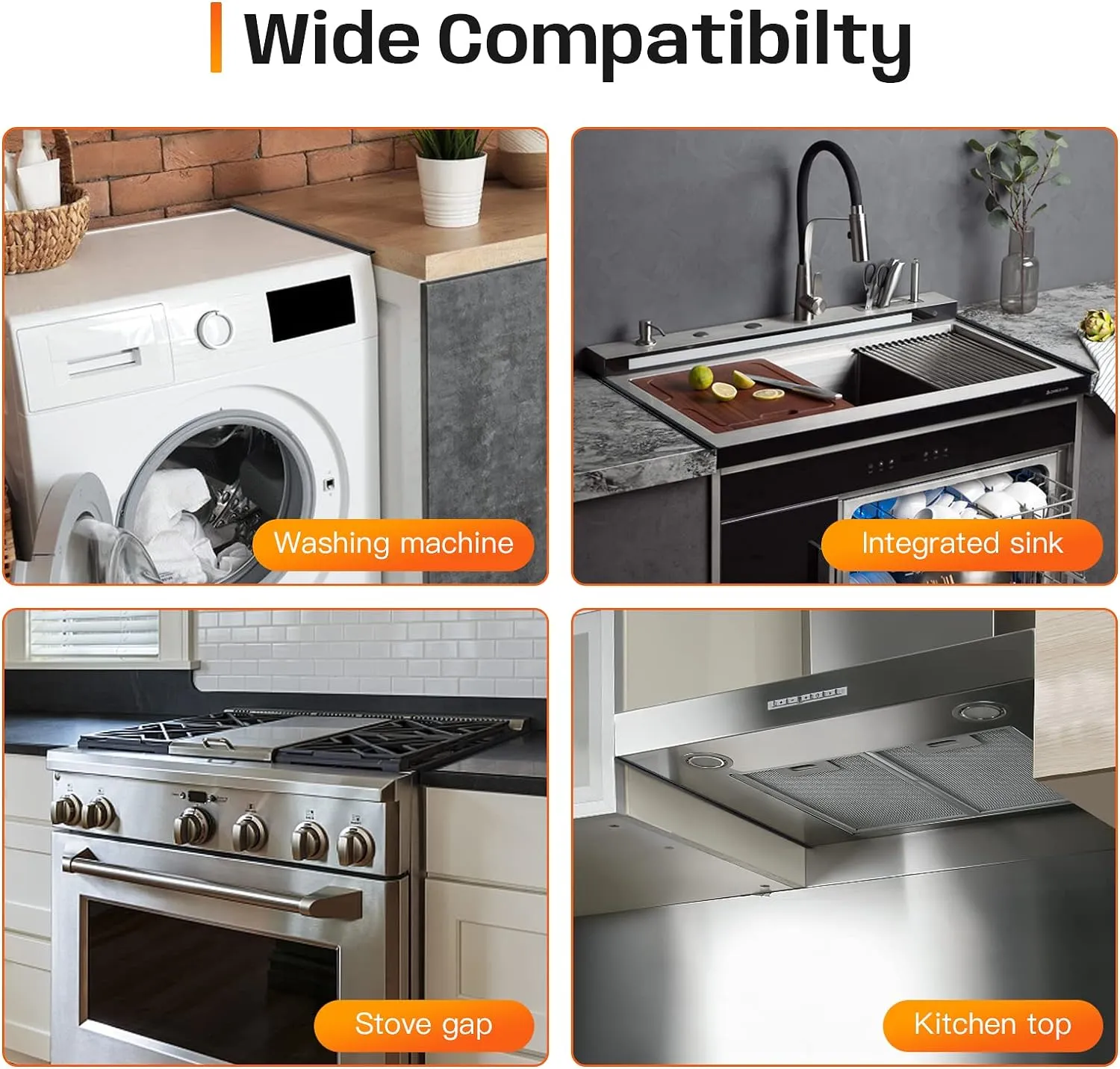 Stainless Steel Stove Gap Covers,Stove Gap Filler, Range Trim Kit, Stove Gap Guards, Heat Resistant and Easy to Clean, Easy retractable Length 13.8" to 27.5", Width 0.79",Black(2PCS)