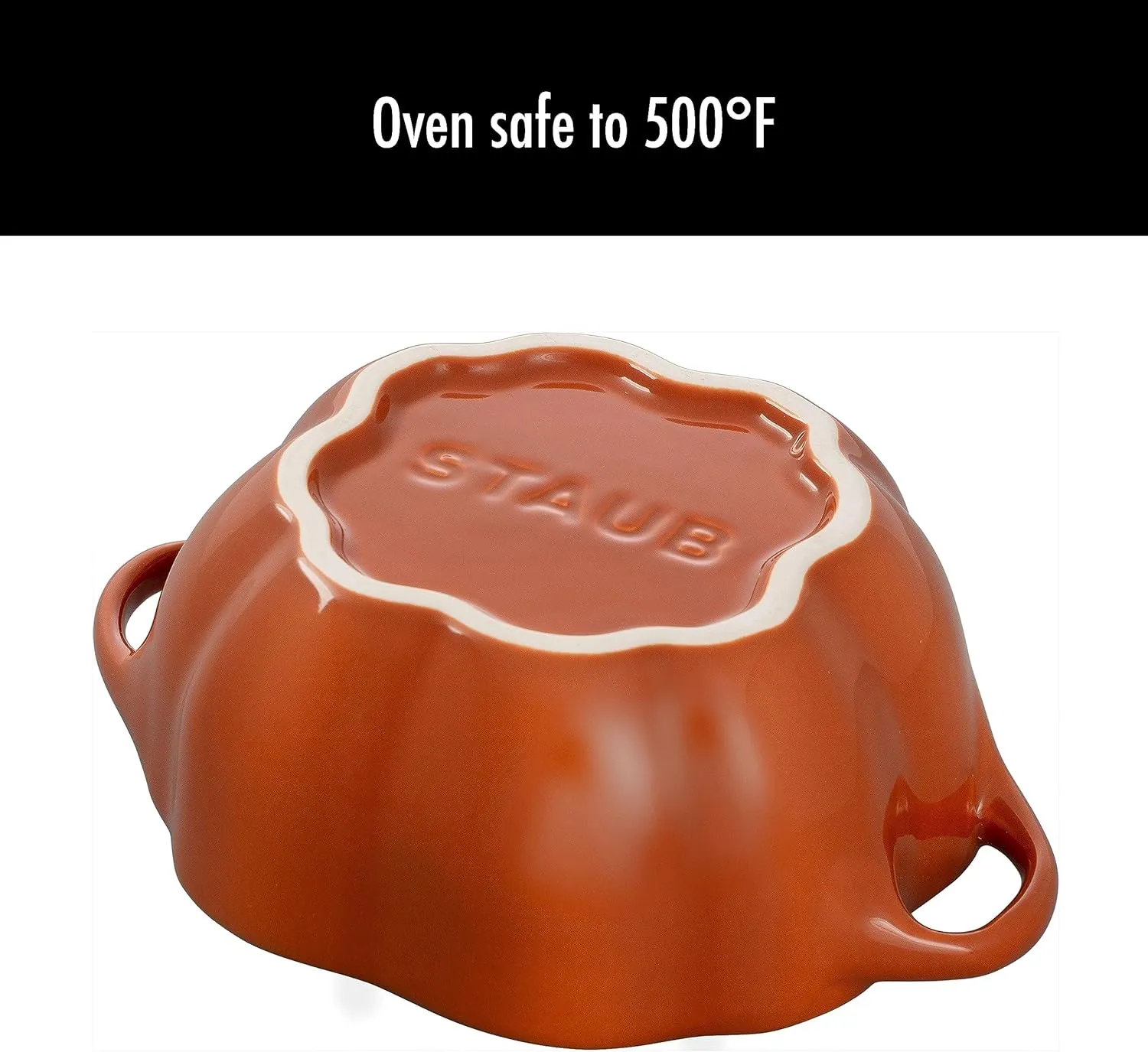 STAUB 0.5-qt Petite Ceramic, Oven & Stove Safe up to 572°F, Pumpkin Dish, Baking , Candy Dish, Burnt Orange