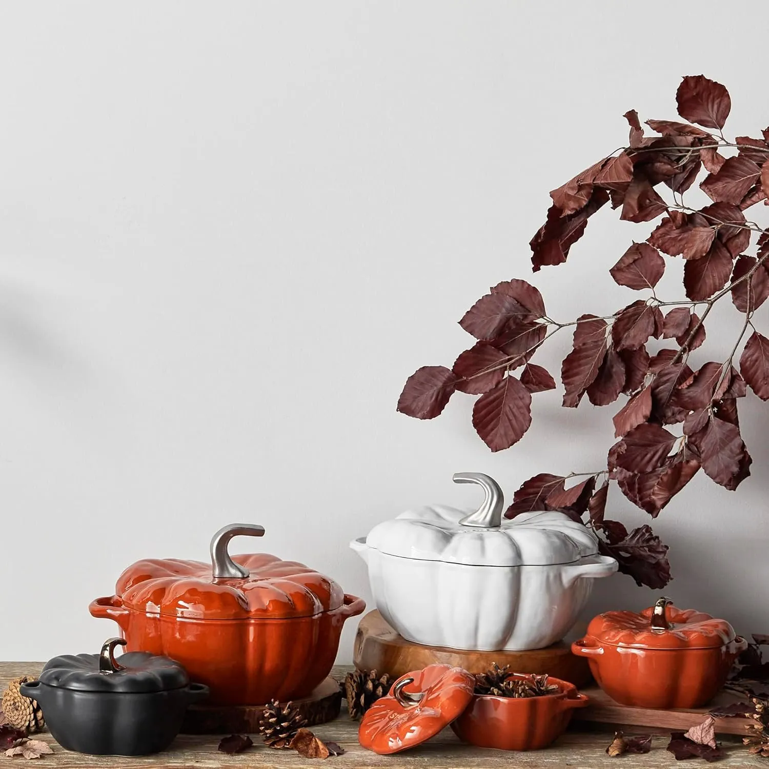 STAUB 0.5-qt Petite Ceramic, Oven & Stove Safe up to 572°F, Pumpkin Dish, Baking , Candy Dish, Burnt Orange