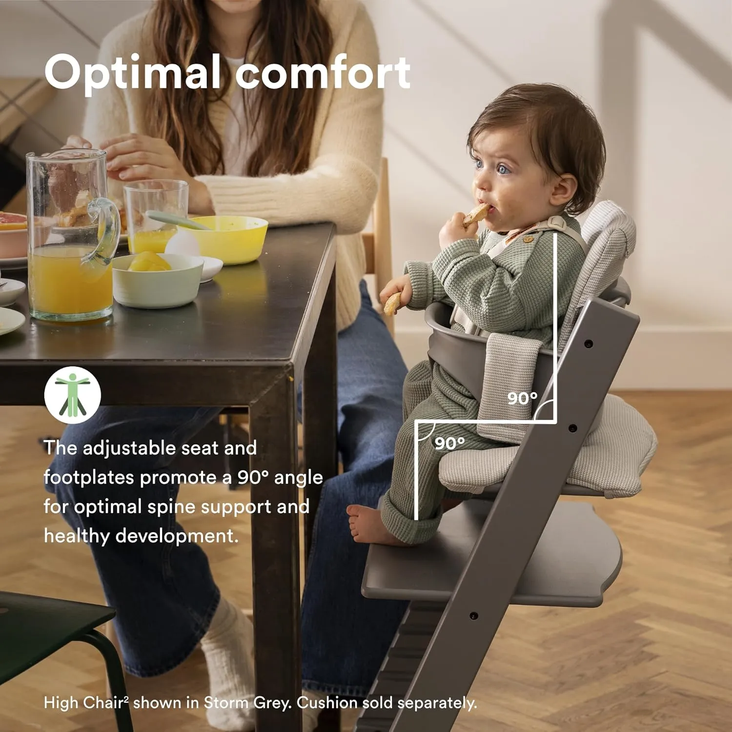 Stokke Tripp Trapp High Chair 2, Black - Includes Chair   Baby Set with Removable Harness for Children 6-36 Months - Adjustable, Ergonomic & Easy to Clean