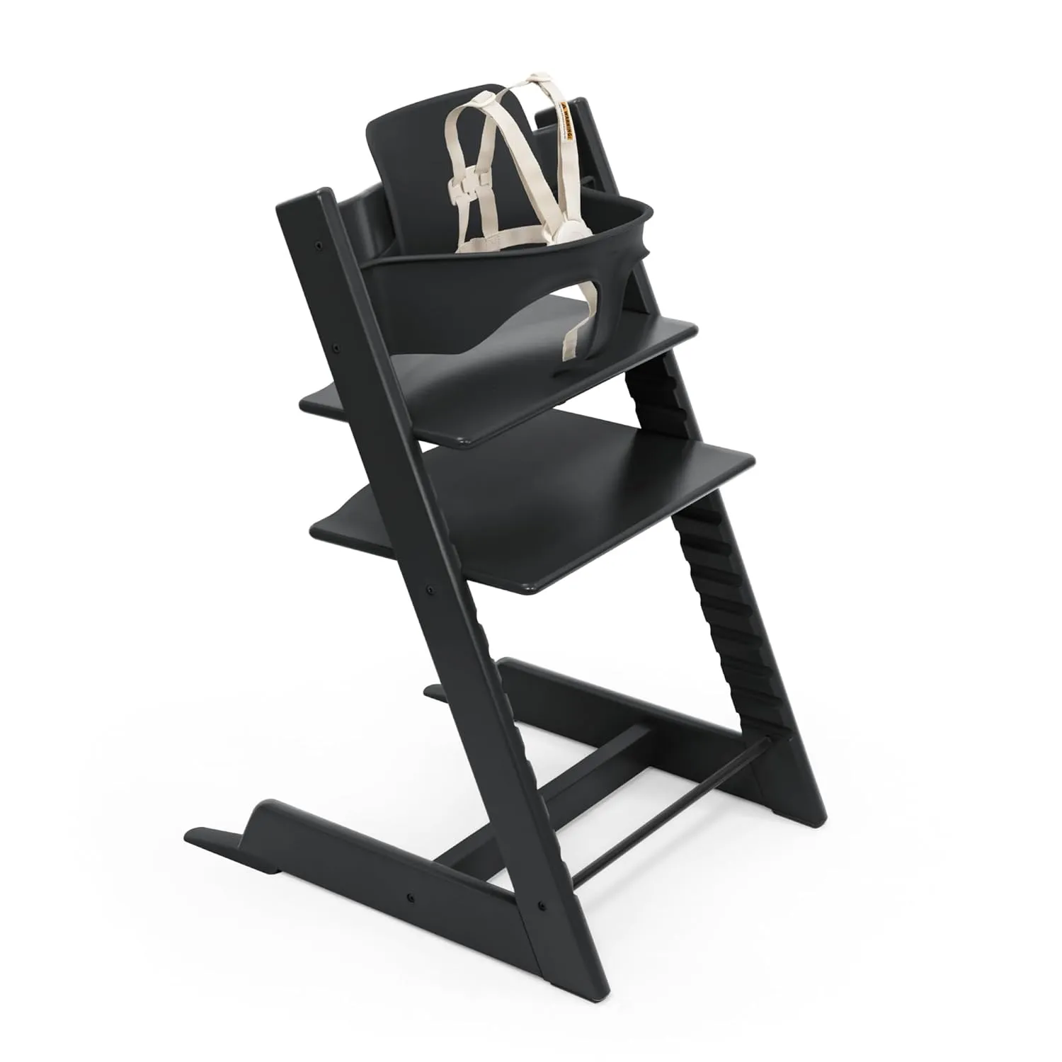 Stokke Tripp Trapp High Chair 2, Black - Includes Chair   Baby Set with Removable Harness for Children 6-36 Months - Adjustable, Ergonomic & Easy to Clean