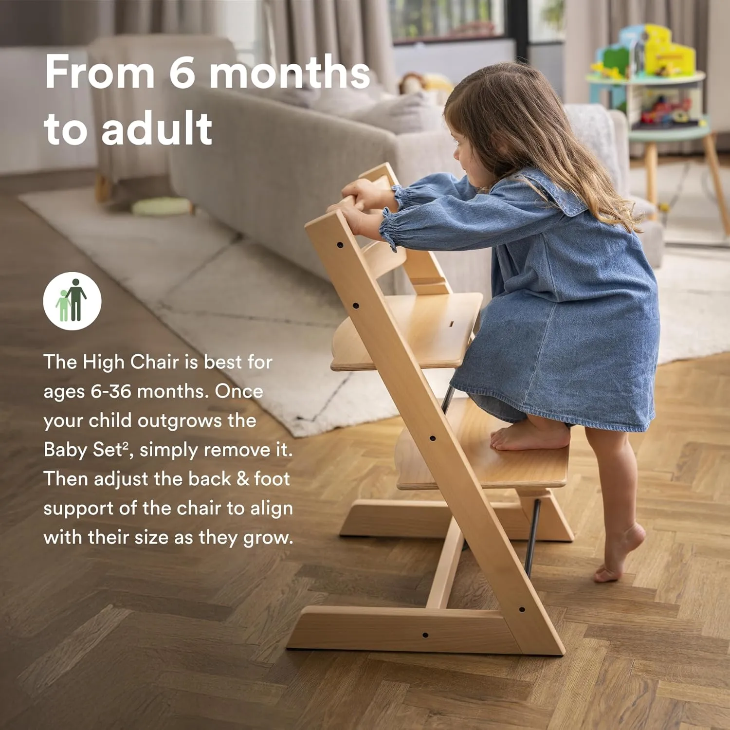 Stokke Tripp Trapp High Chair 2 (Natural), Cushion 2 (Mickey Celebration)   Stokke Tray (White) - Includes Chair   Baby Set with Removable Harness for Children 6-36 Months